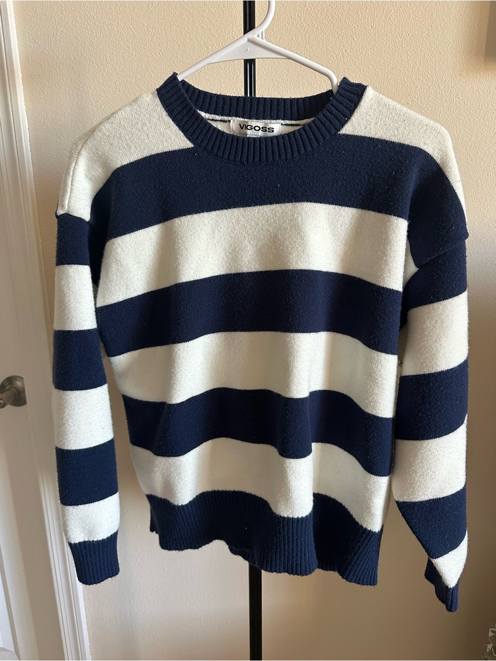 Vigoss Navy & White Striped Knit Pullover